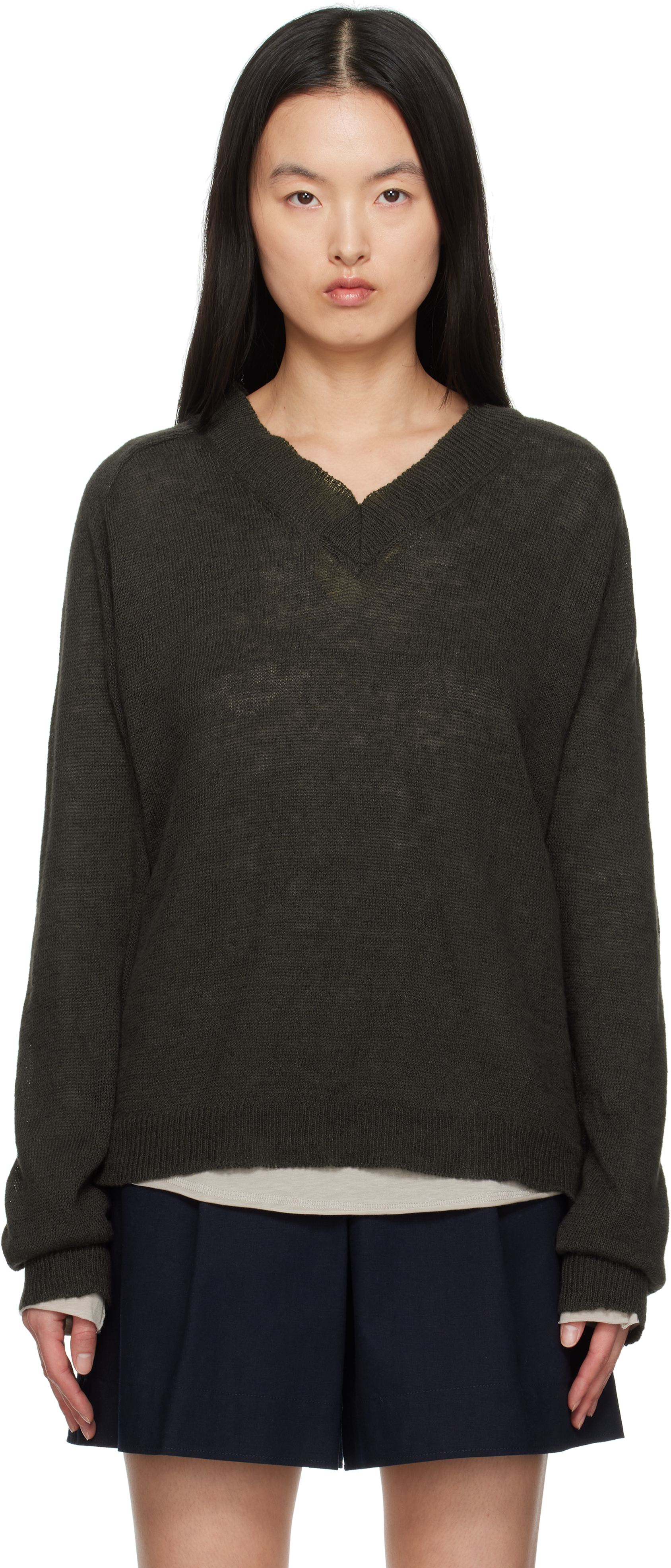 Shop Khaki Rue V-Neck Sweater on Sale at BeyondStyle – Get 39% Off