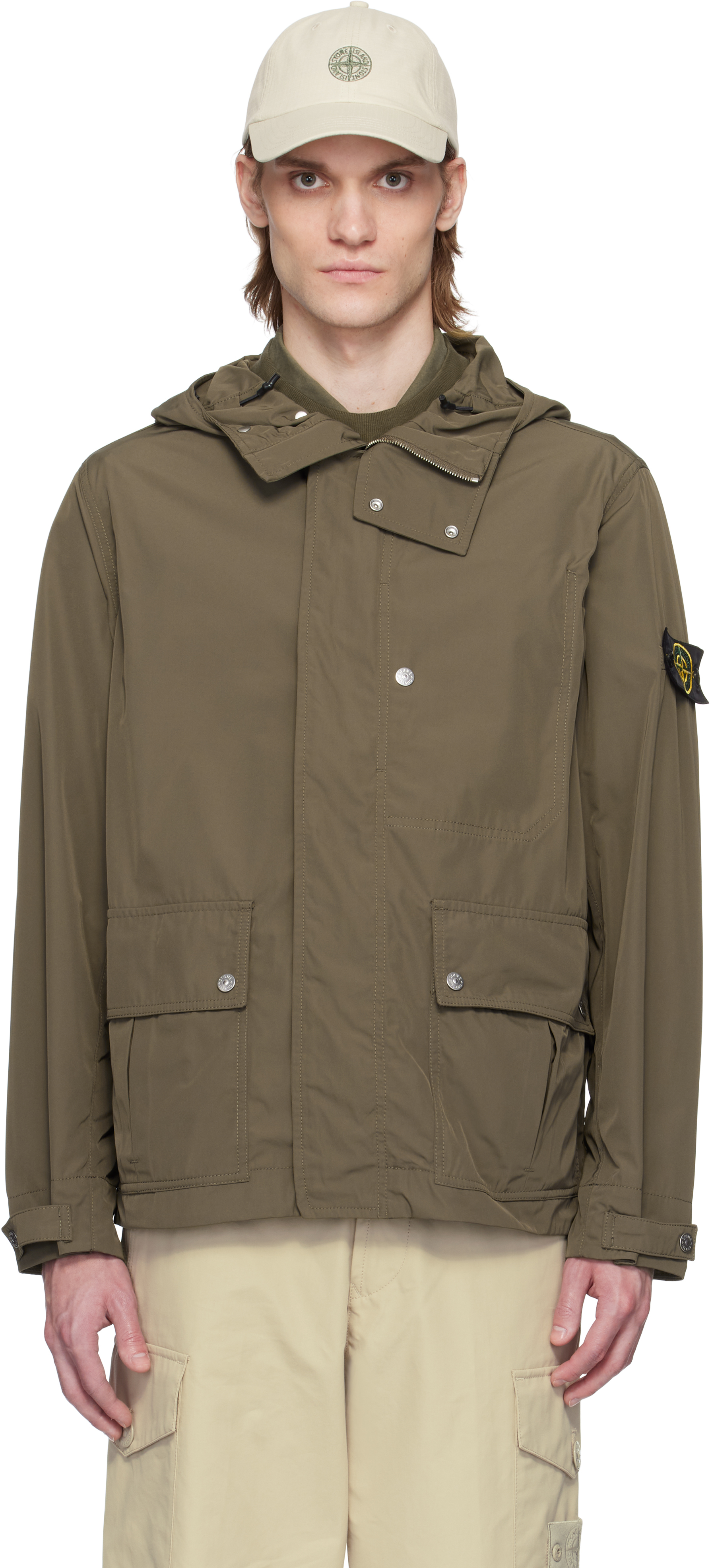 Shop Khaki Micro Twill Jacket on Sale at BeyondStyle – Get