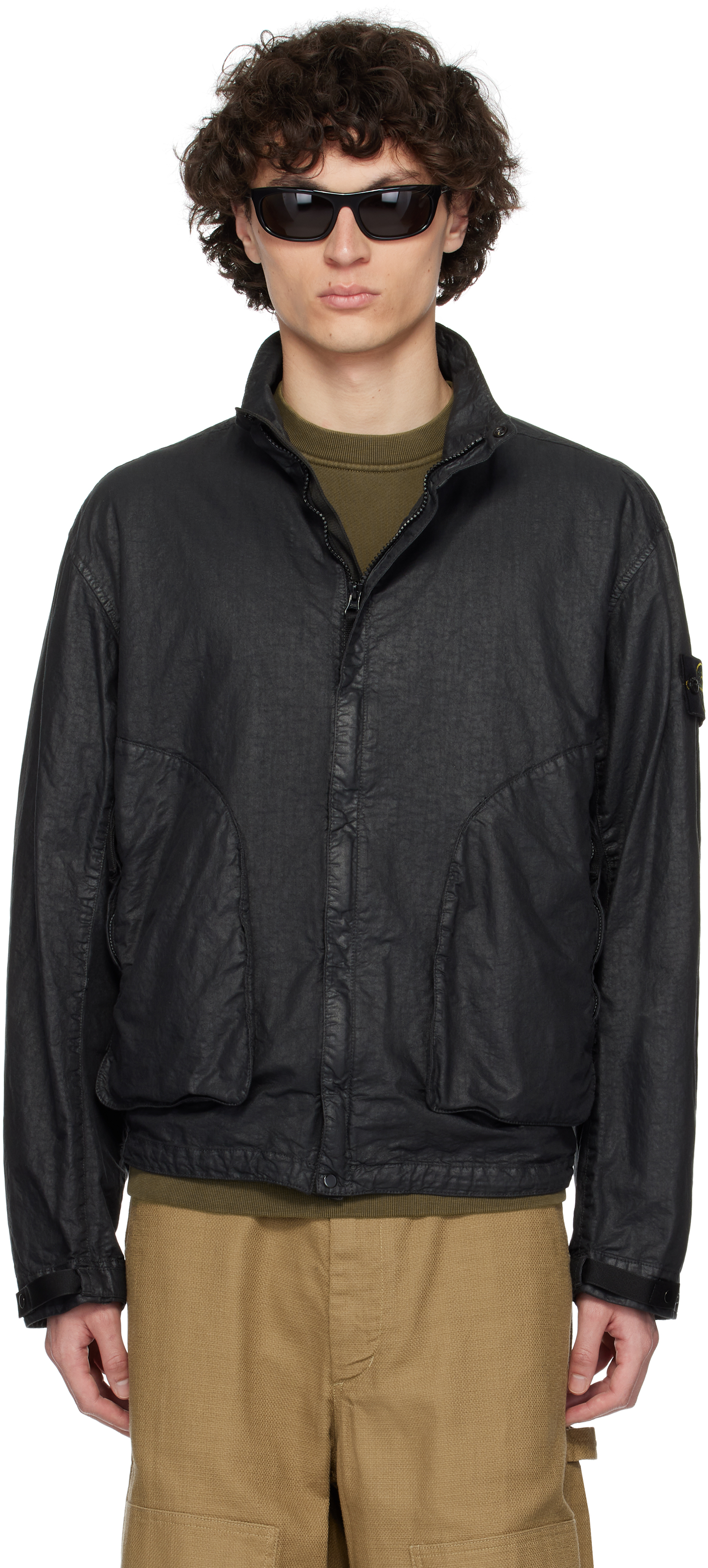Black Organic Look Nylon Panama-TC Jacket – On Sale Now with Up to
