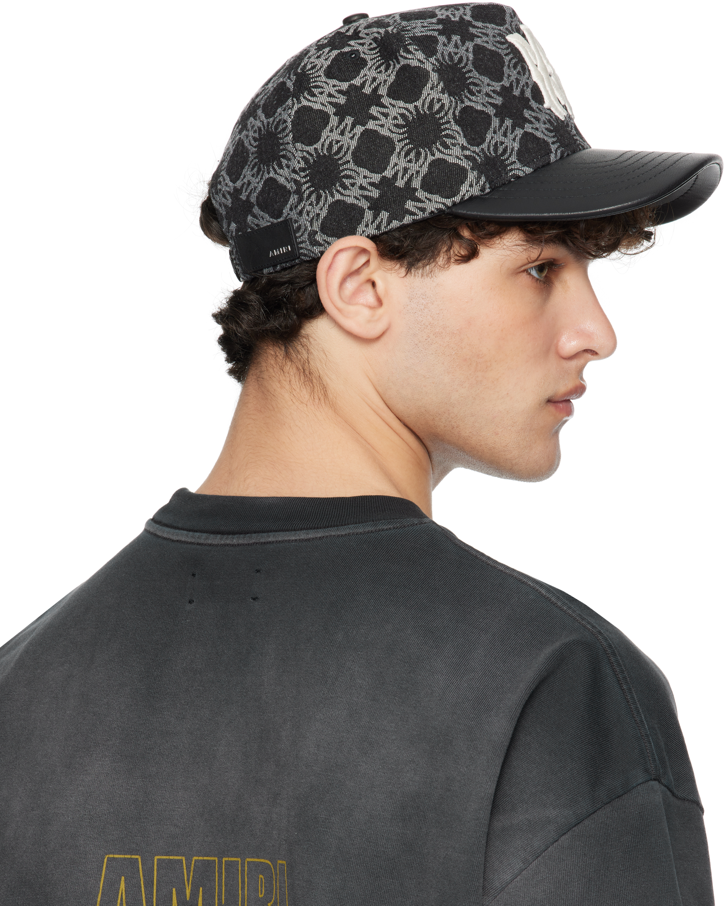 AMIRI レザーデニムキャップ MA QUAD DENIM HAT Black 'MA' Quad Denim Cap by AMIRI on Sale
