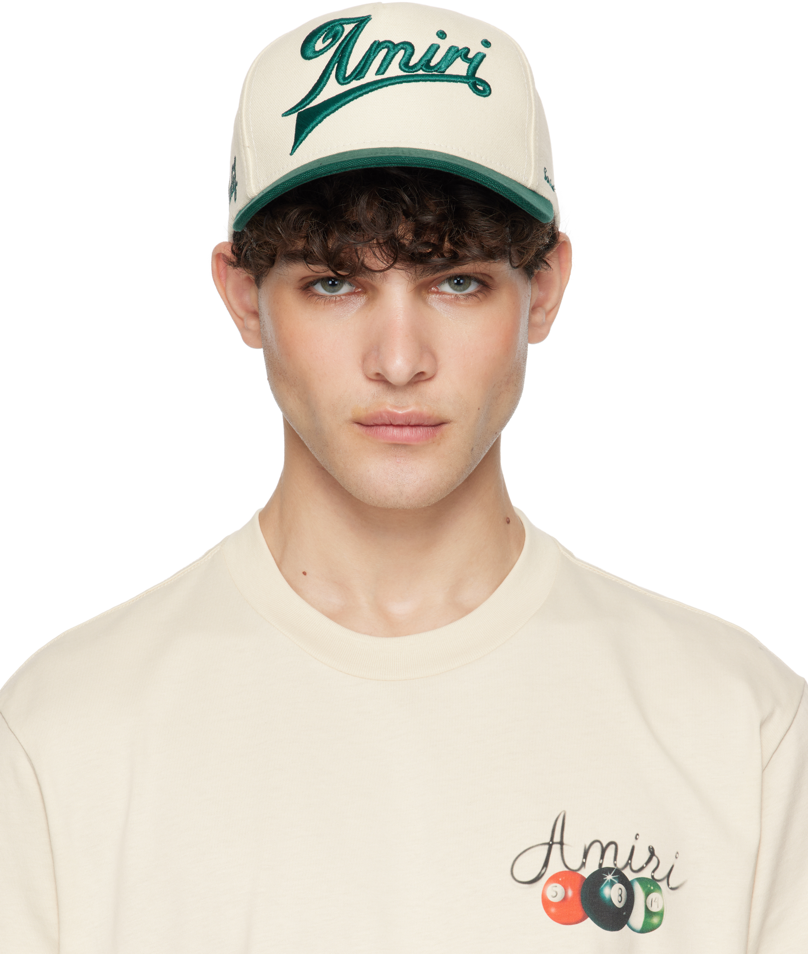 AMIRI Off-White & Green 'Amiri' Two Tone Canvas Cap - Hats