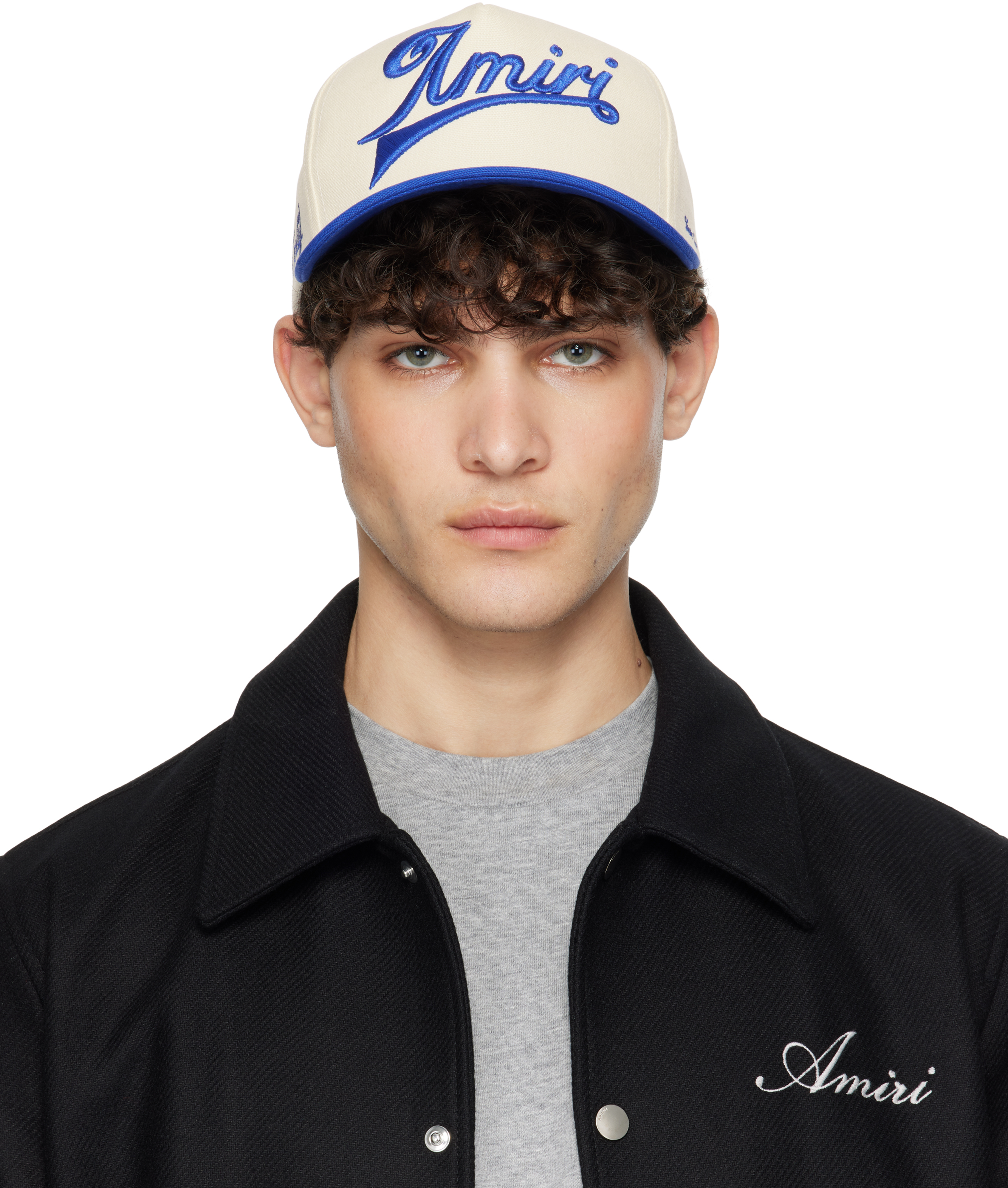 AMIRI Off-White & Navy 'Amiri' Two Tone Canvas Cap - Hats