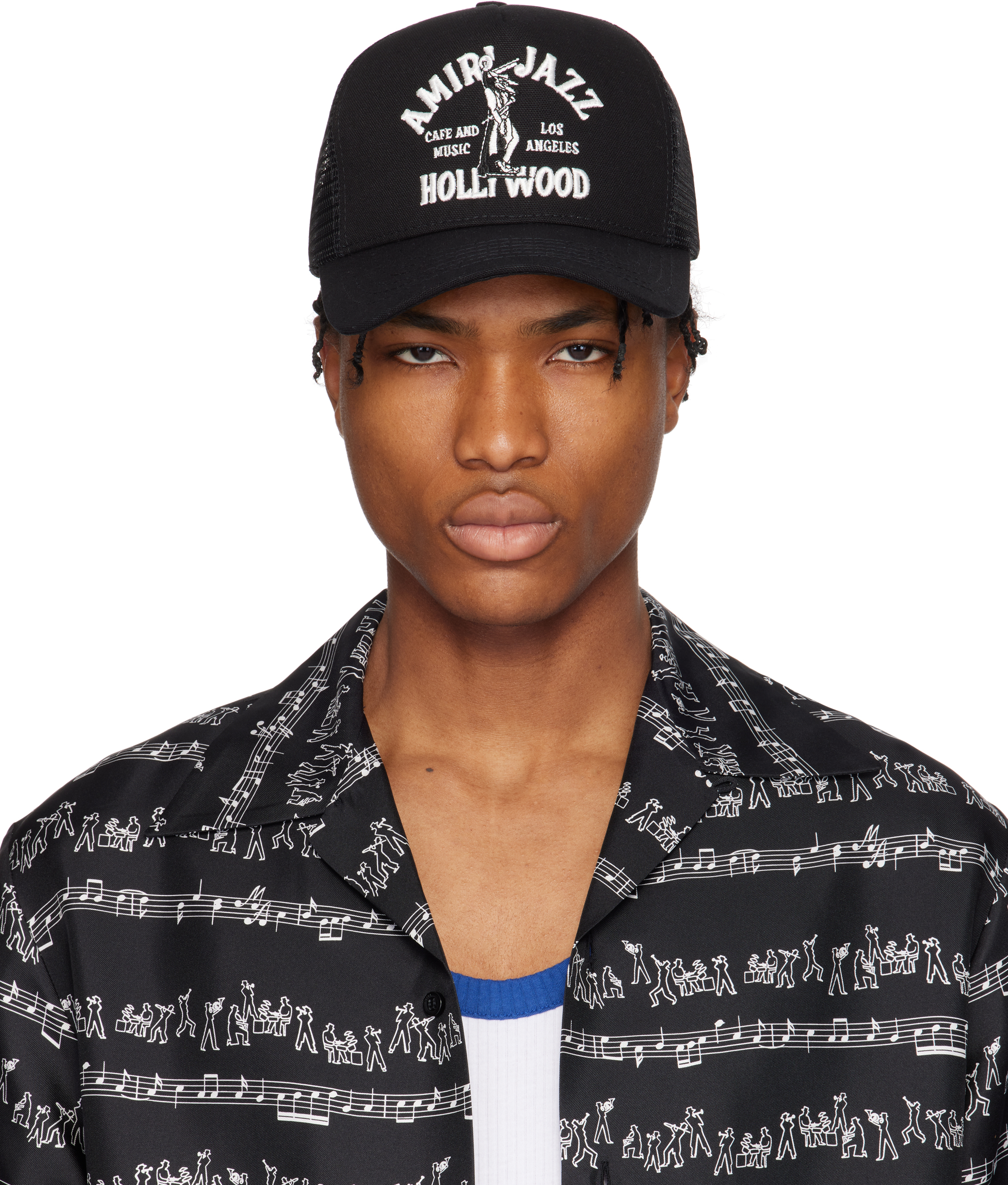 Shop Black 'Amiri Jazz' Wolf Trucker Cap on Sale at BeyondStyle