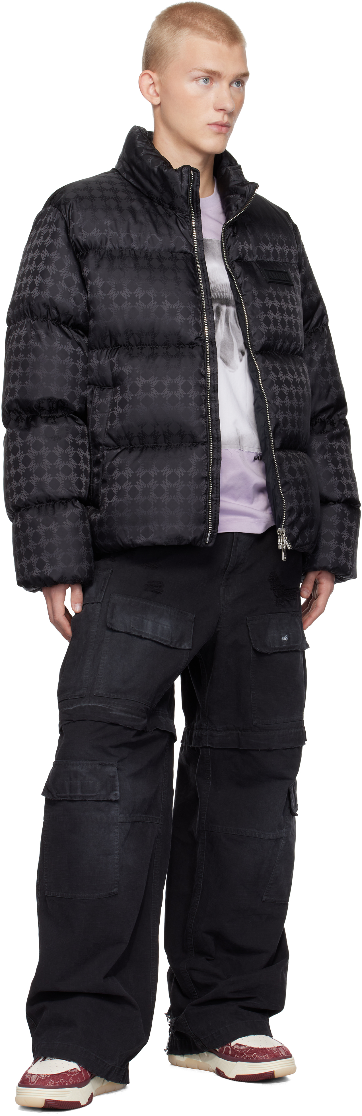 AMIRI Black MA Quad Jacquard Down Jacket - Coats - BeyondStyle