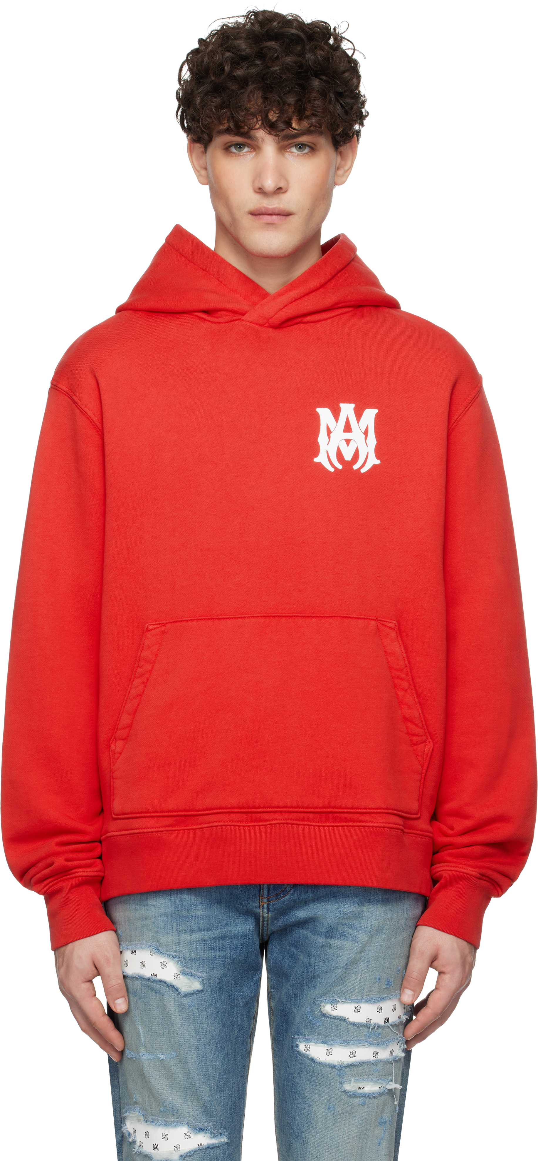 AMIRI Red MA Core Logo Hoodie - Hoodies - Free Shipping - BeyondStyle