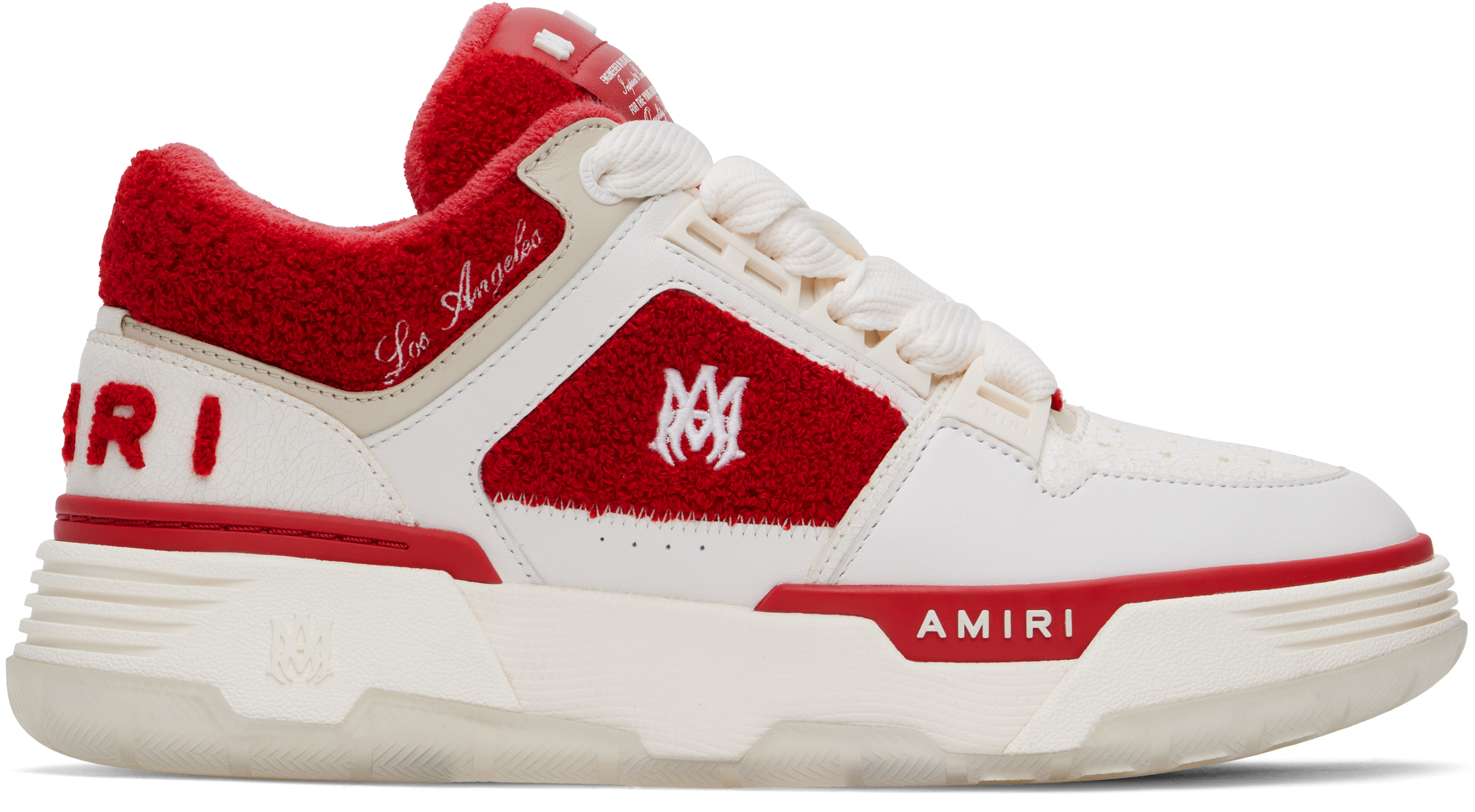 【関税込み】AMIRI ホワイト&レッド Varsity MA-1 スニーカー AMIRI White & Red Varsity MA-1 Sneakers - Casual Shoes