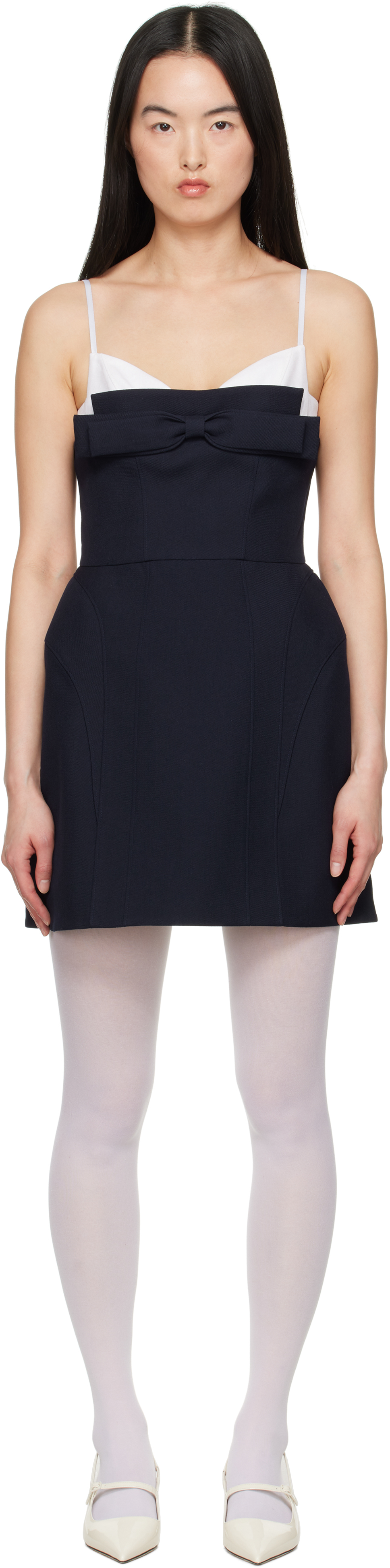 【関税込み】Shushu/Tong ネイビー Double Bow Sling ミニドレス Shushu/Tong Navy Double Bow Sling Minidress - Dresses