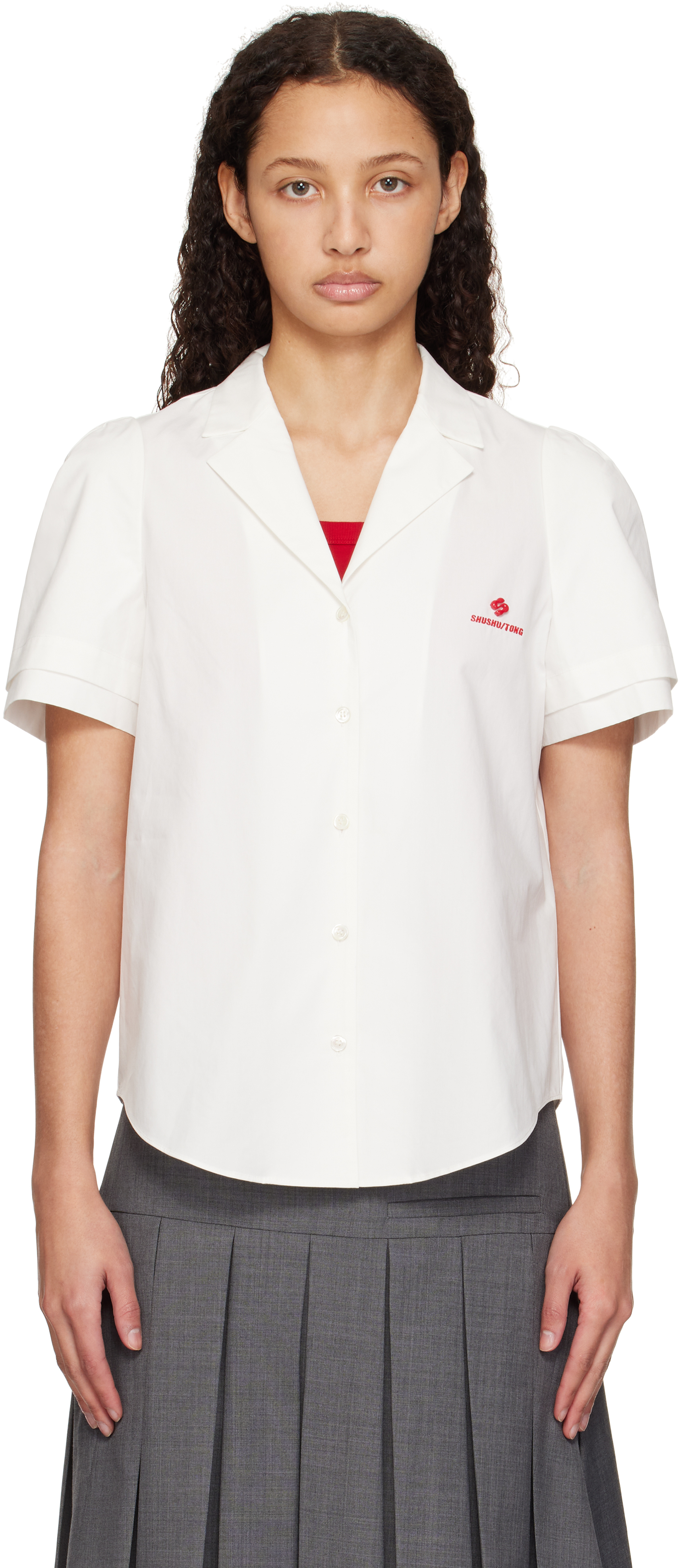 Shushu/Tong White Short-Sleeved Lapel Shirt - Shirts