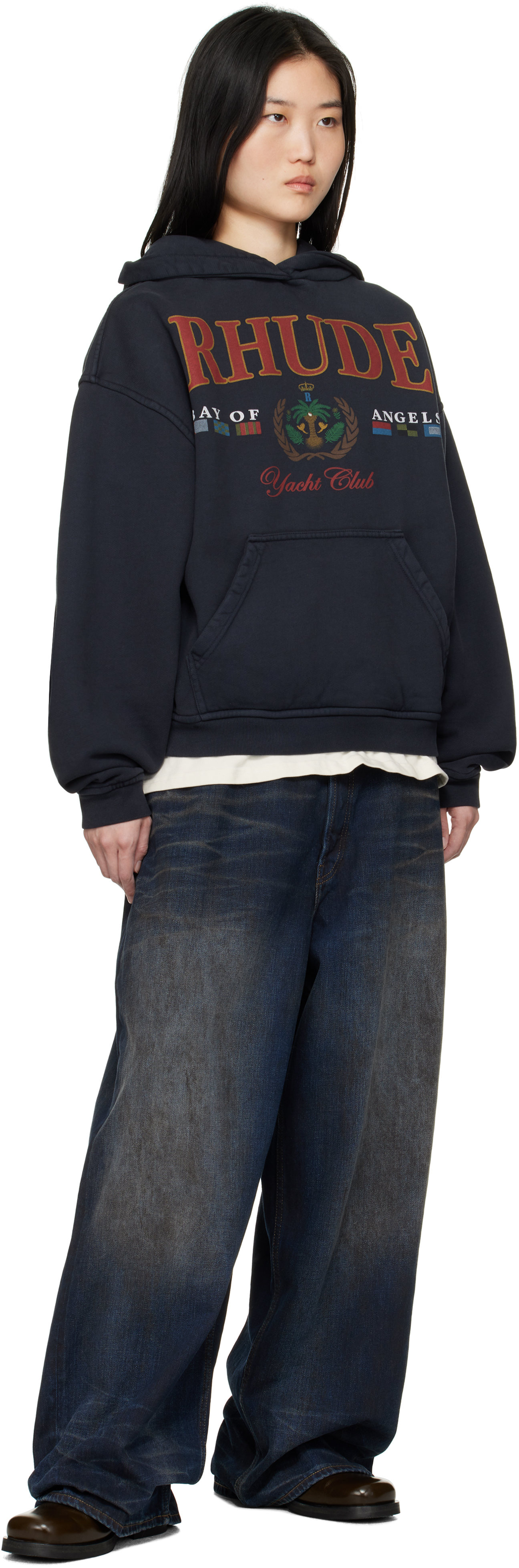 【関税込み】Rhude ブラック Bay Of Angels Yacht Club フーディ 251923F097002_4.jpg