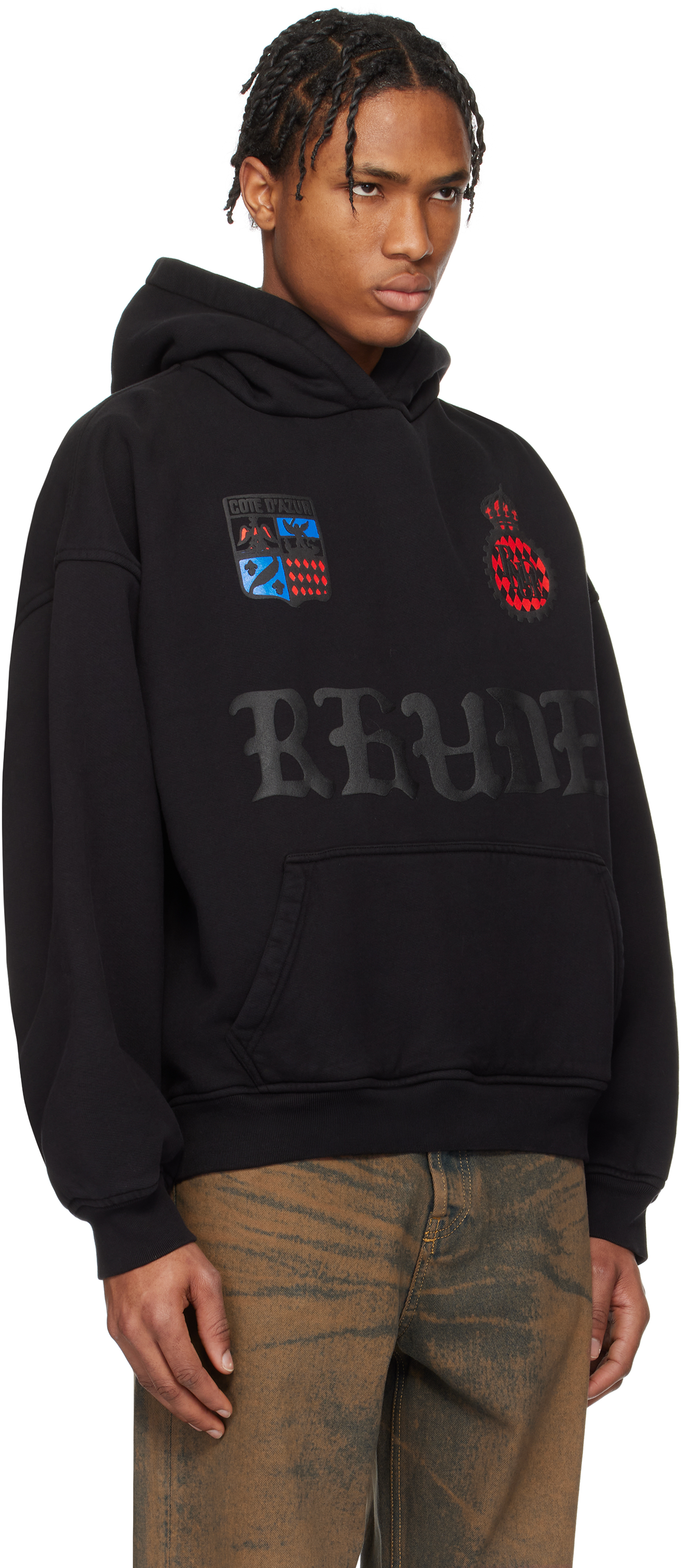 RHUDE / スウェット/XL/コットン/BLK/総柄 Black 'Rhude Côte D'Azur' Crest Oversized Hoodie – On Sale Now