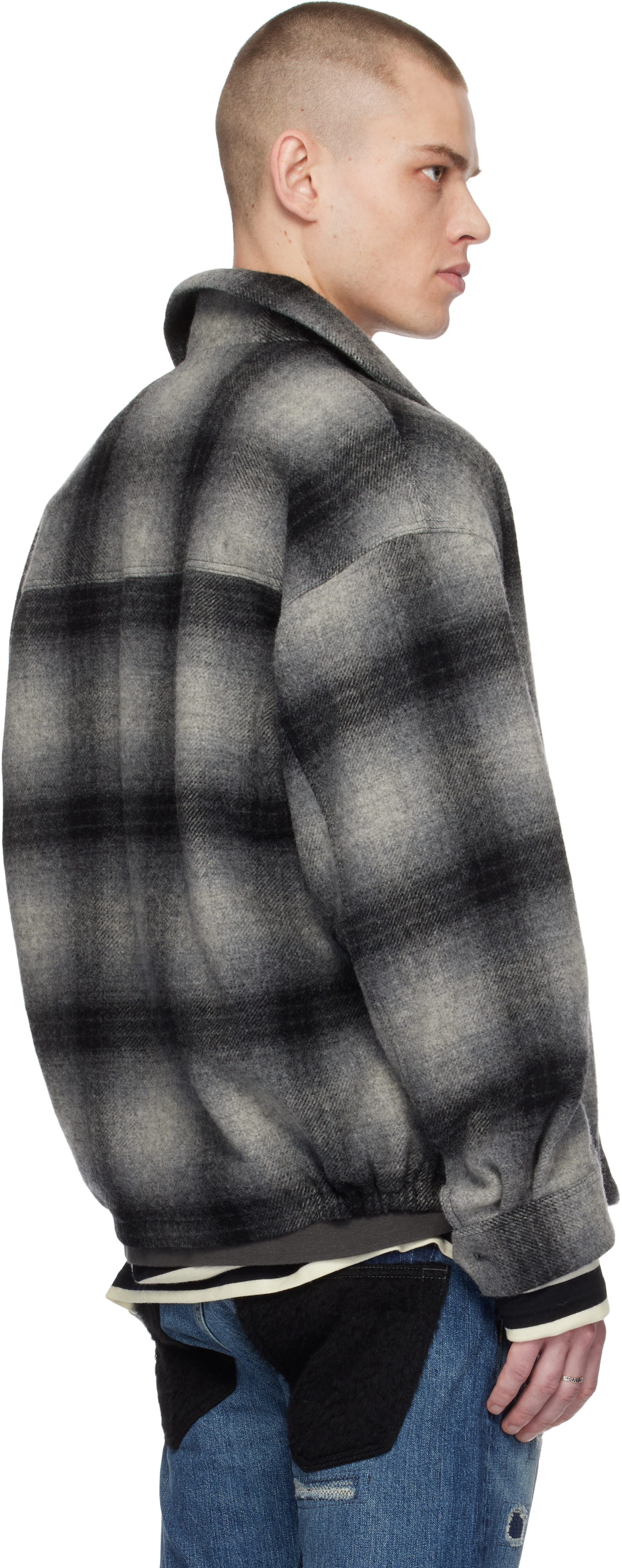 Wacko Maria Gray Ombre Check 50's Jacket - Jackets - BeyondStyle
