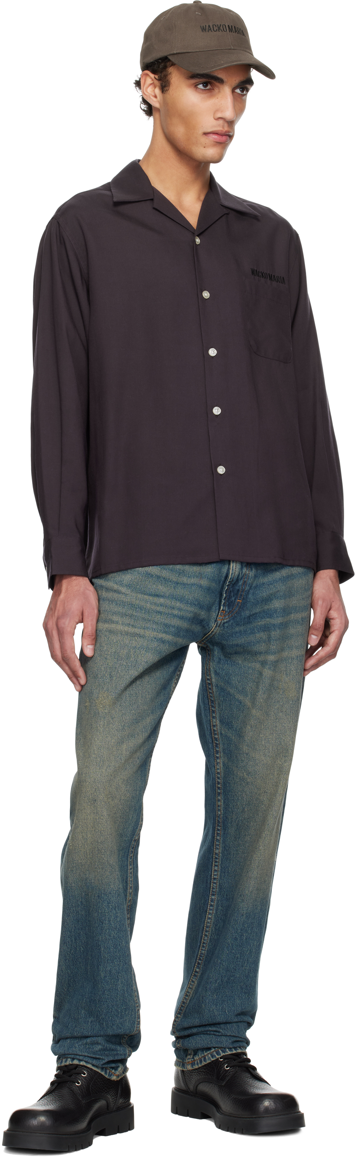 Shop Purple 50's Open Collar Shirt on Sale at BeyondStyle – Get 65