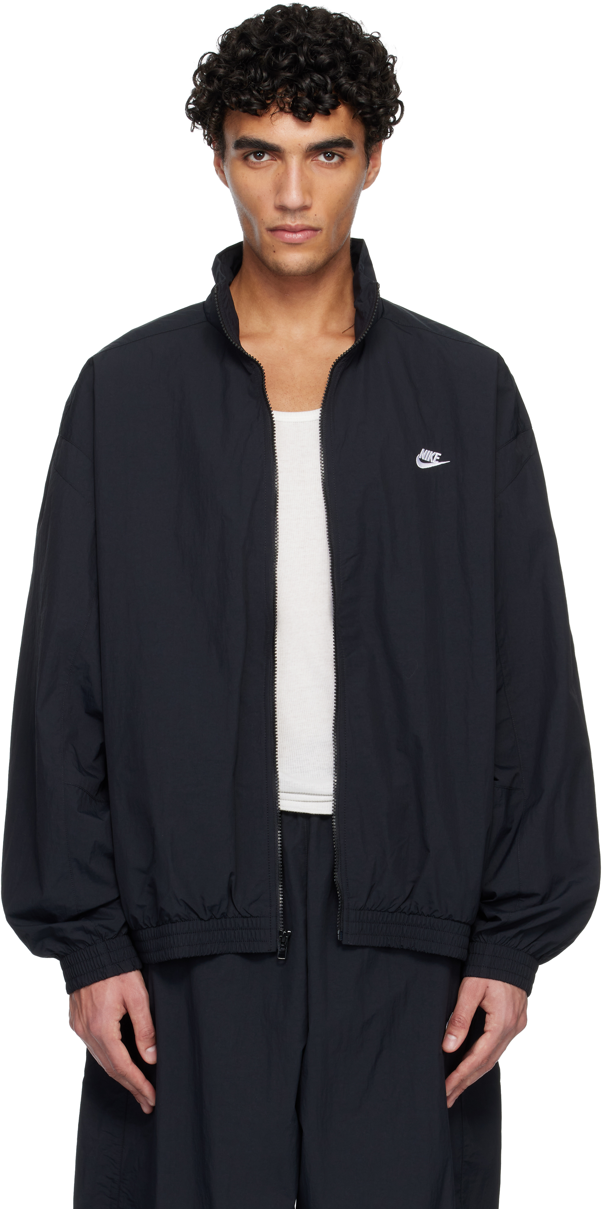 Shop Black Nike Club Oversized Woven Track Jacket on Sale at
