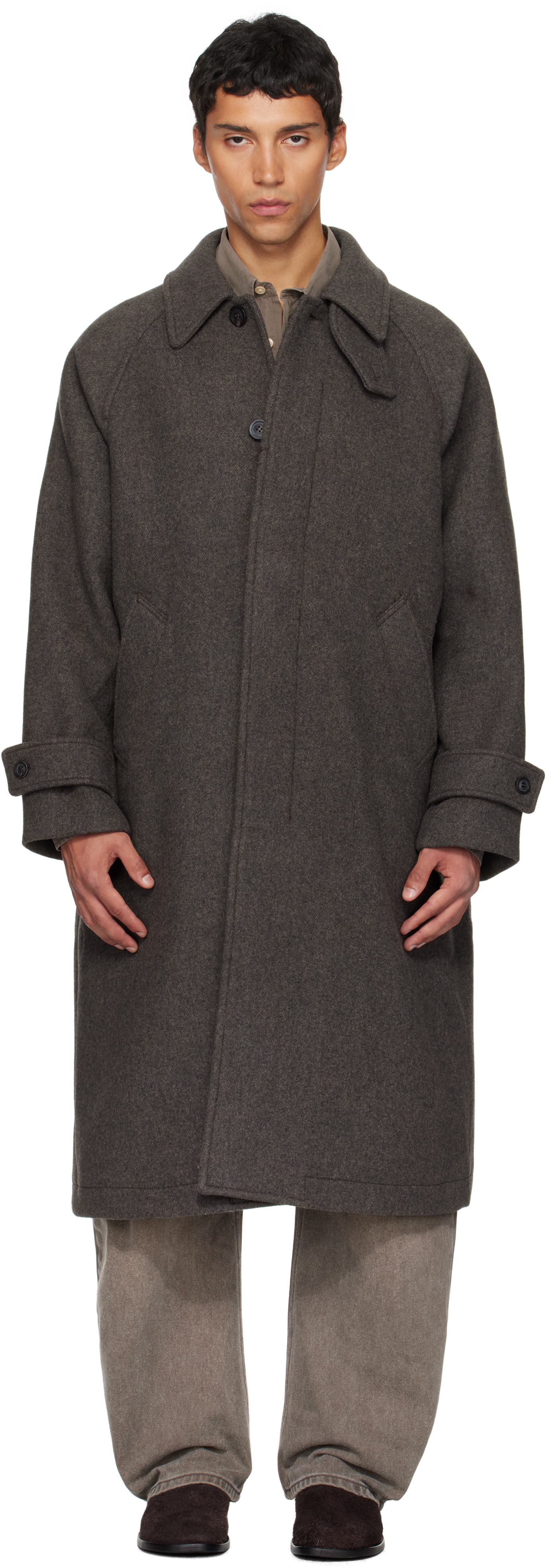 Gray Cashmere-Blend Balmacaan Coat – On Sale Now with Up to 20