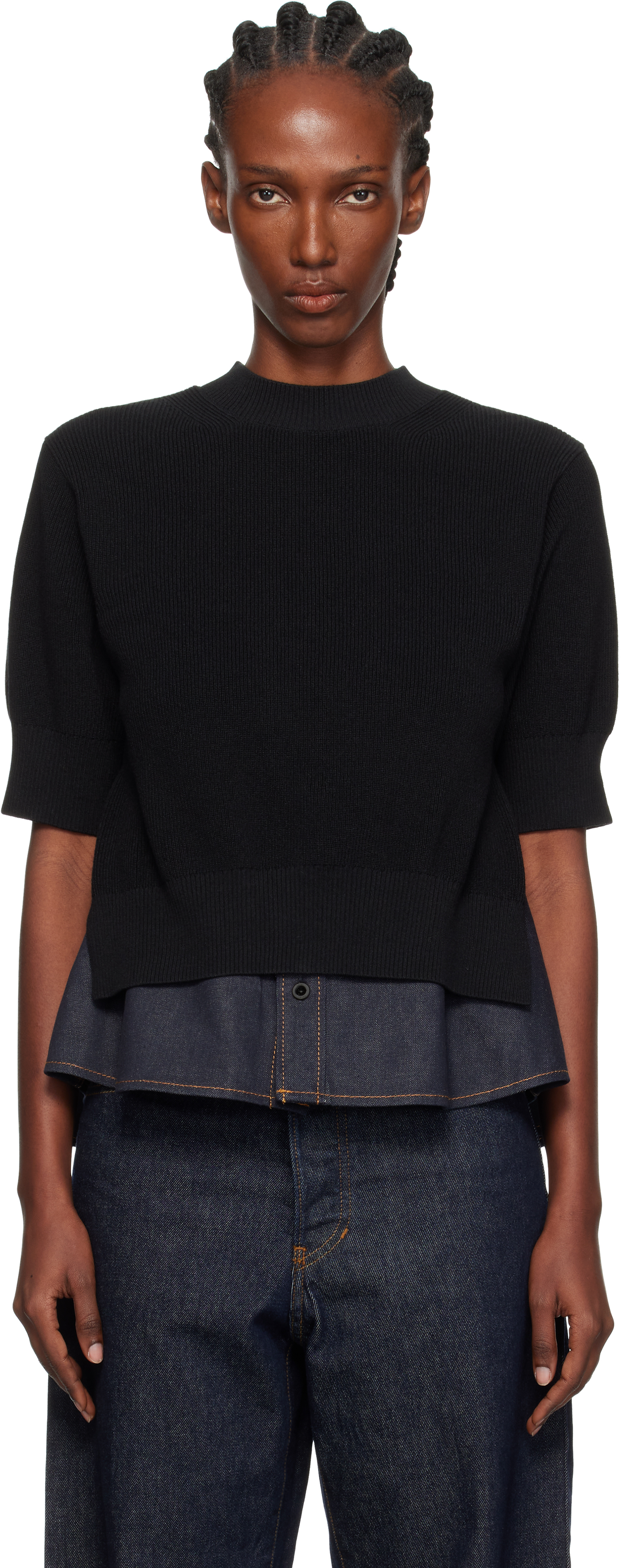 Sacai Black & Navy Denim x Knit Sweater - Sweaters - BeyondStyle