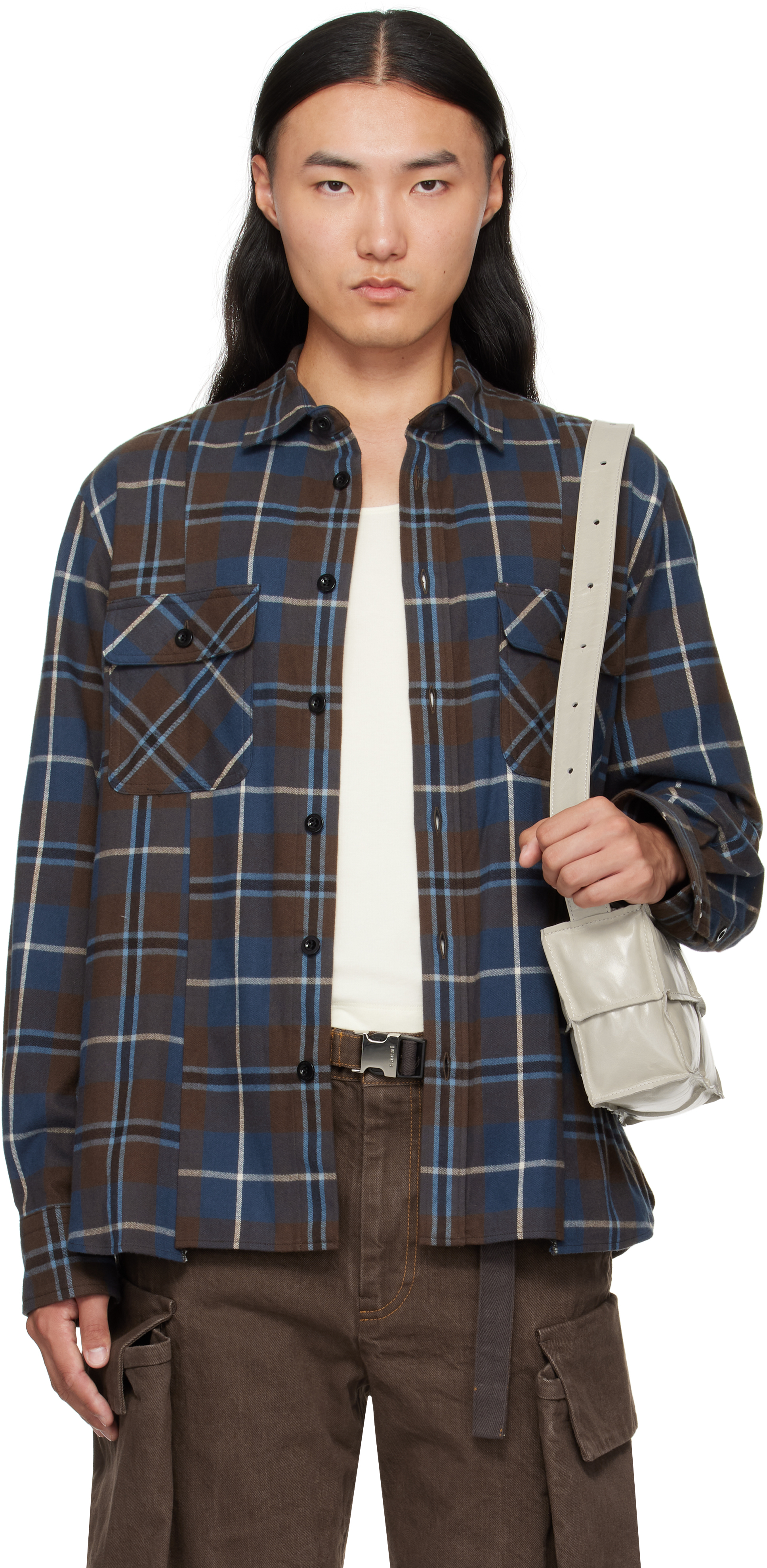 Brown & Blue Plaid Flannel Shirt – On Sale Now with Up to 56% Off