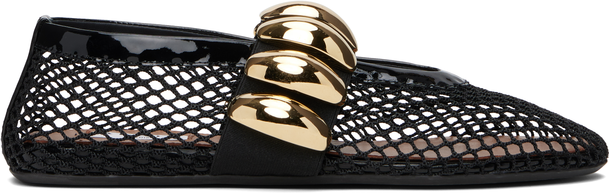 存在感抜群★ALAIA Black jewel ballet flats ALAÏA BALLET FLATS JEWEL IN FISHNET |ALAÏA US