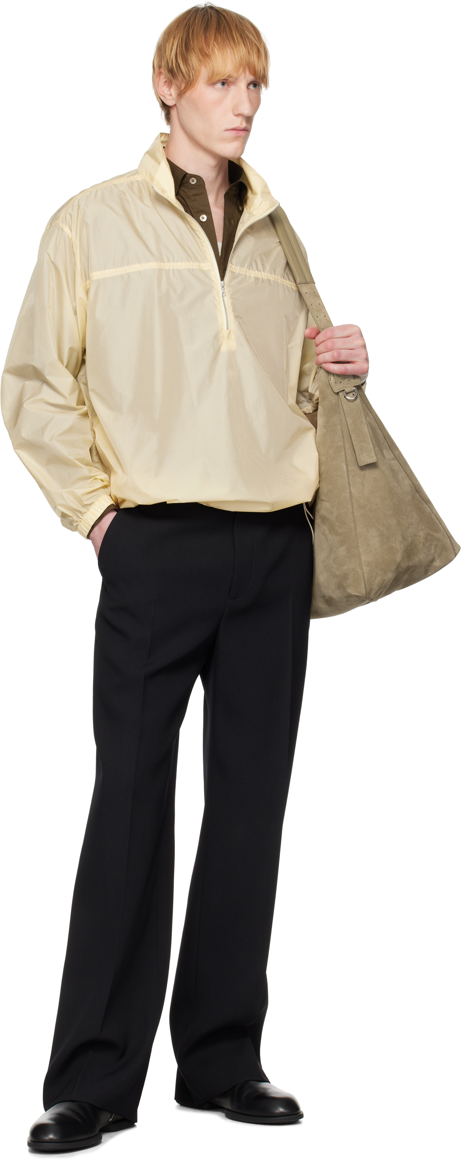 AURALEE Yellow Light Sheer Nylon Half Zip Jacket - Jackets - Free