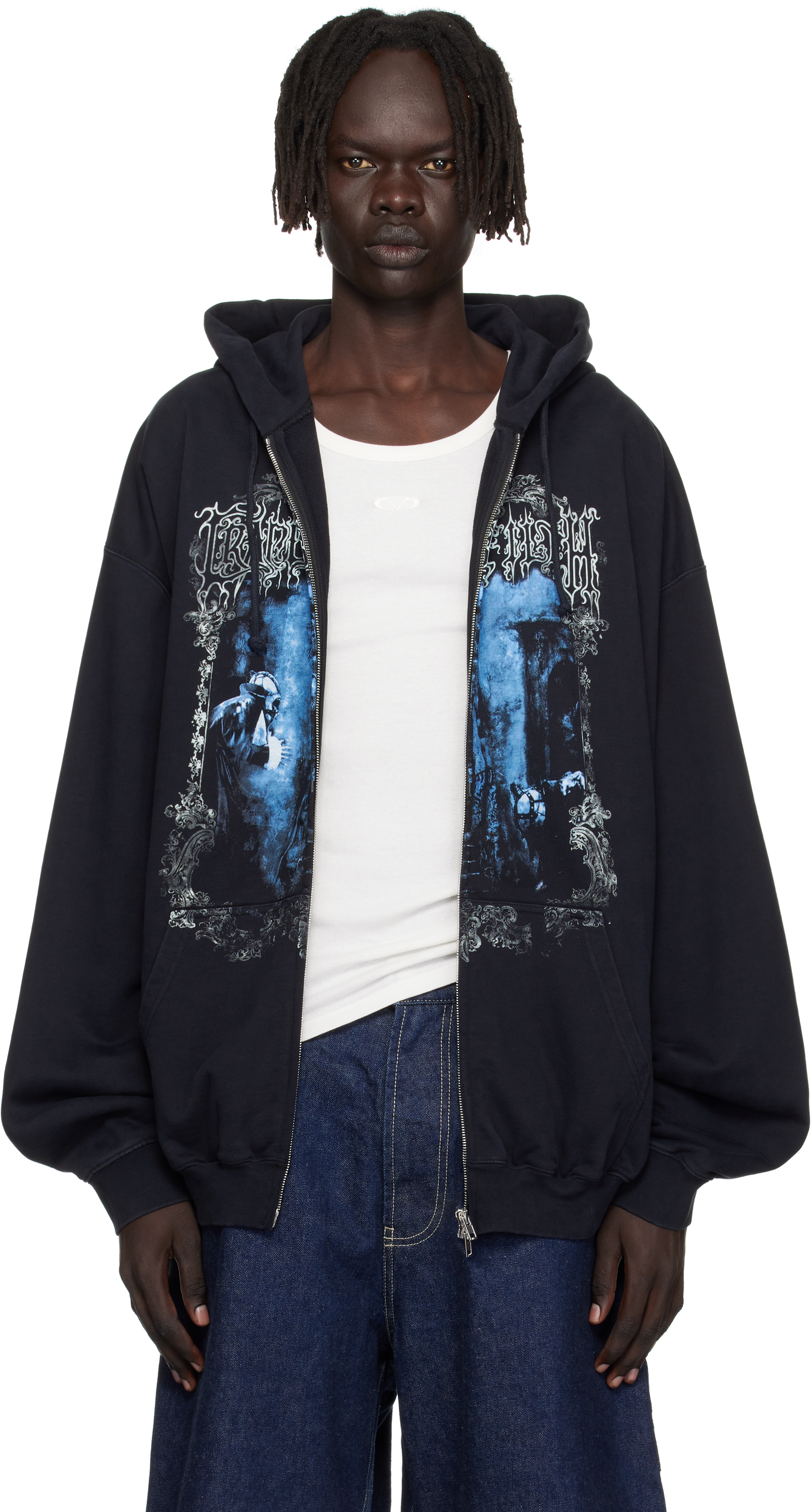 Black Cradle of Filth Butterfly Oversized Zip-Up Hoodie – On Sale
