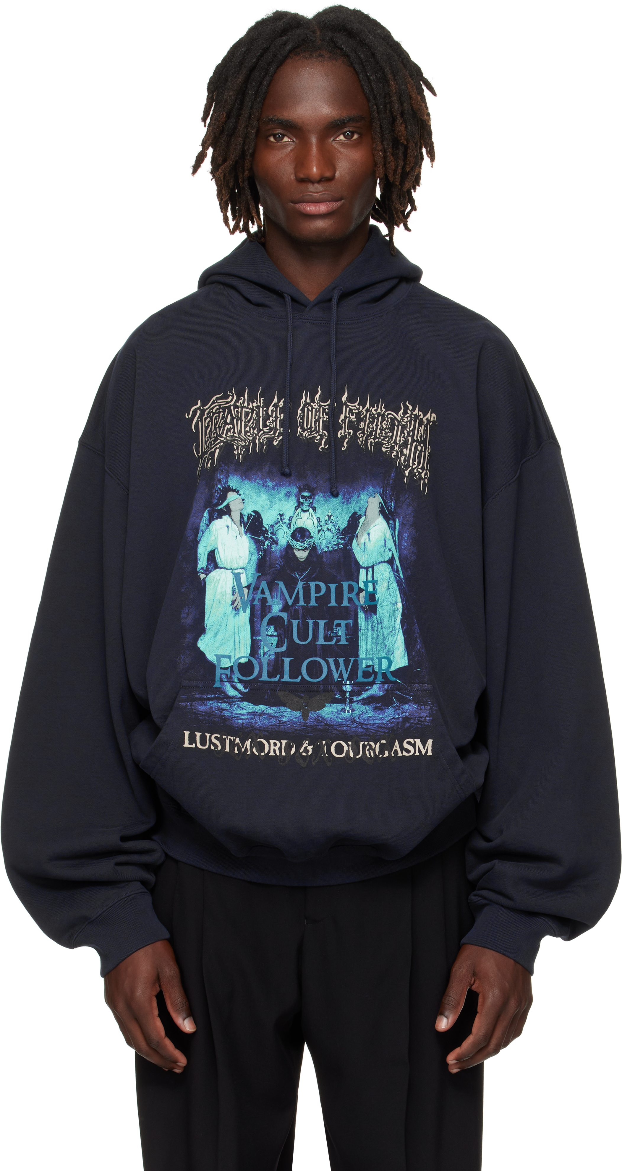 Vetements Navy Cradle of Filth 'Vampire Cult' Oversized Hoodie
