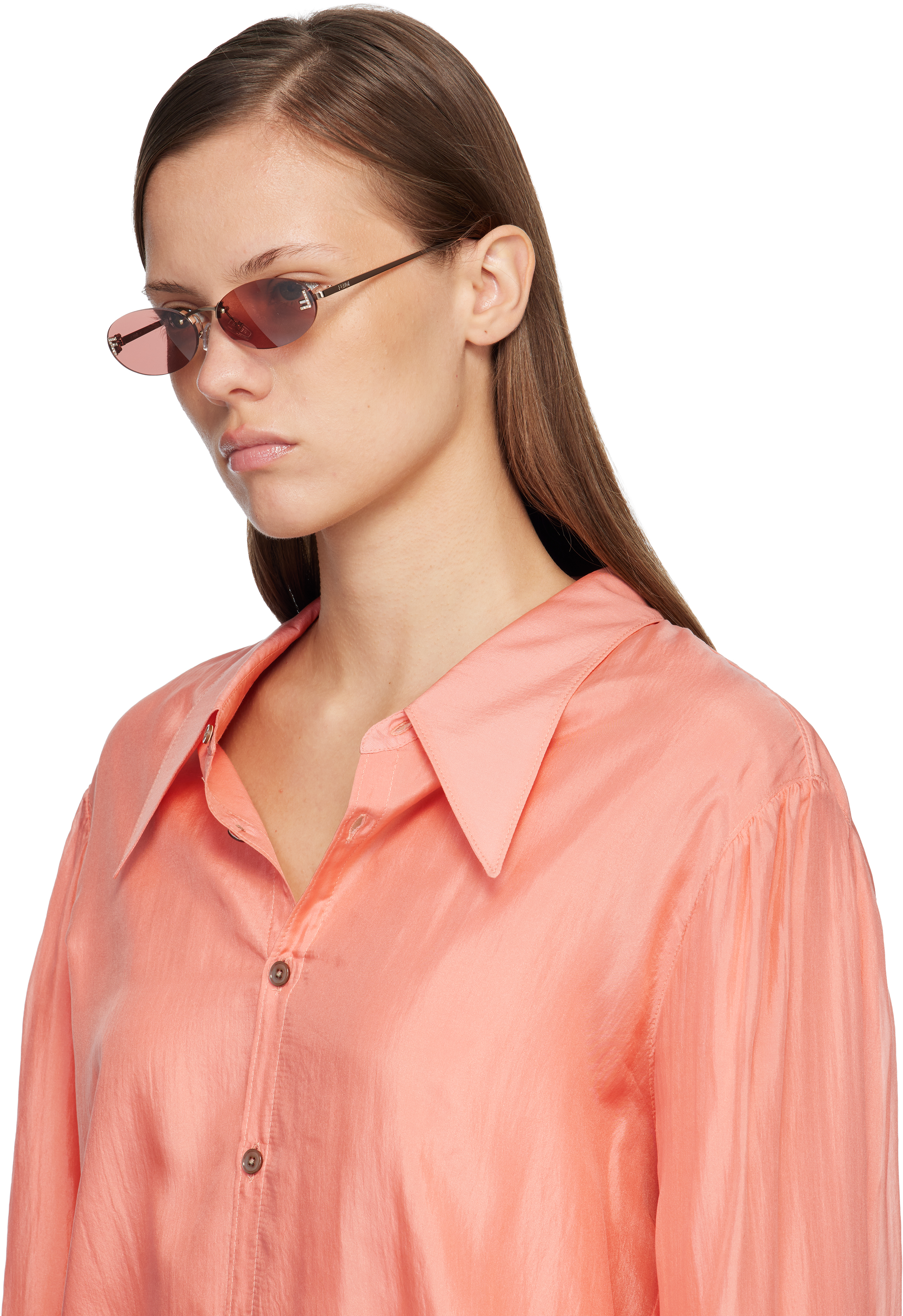 Y2K Fendi rose rhinestone sunglasses Buy FENDI First Crystal Rimless Oval Sunglasses Online  main image 4