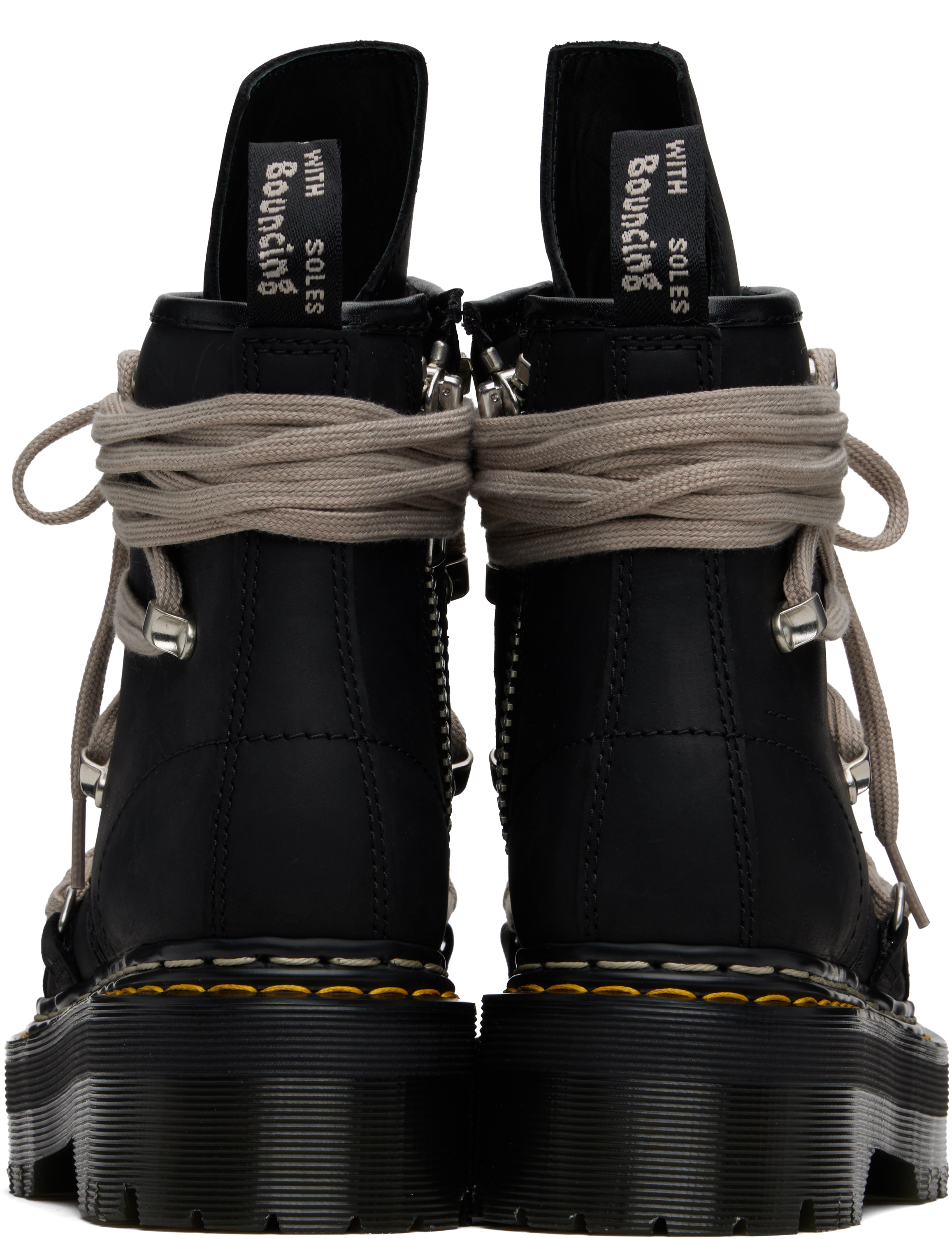 Rick Owens Black Dr. Martens Edition 1460 Quad Sole Megalace Boots