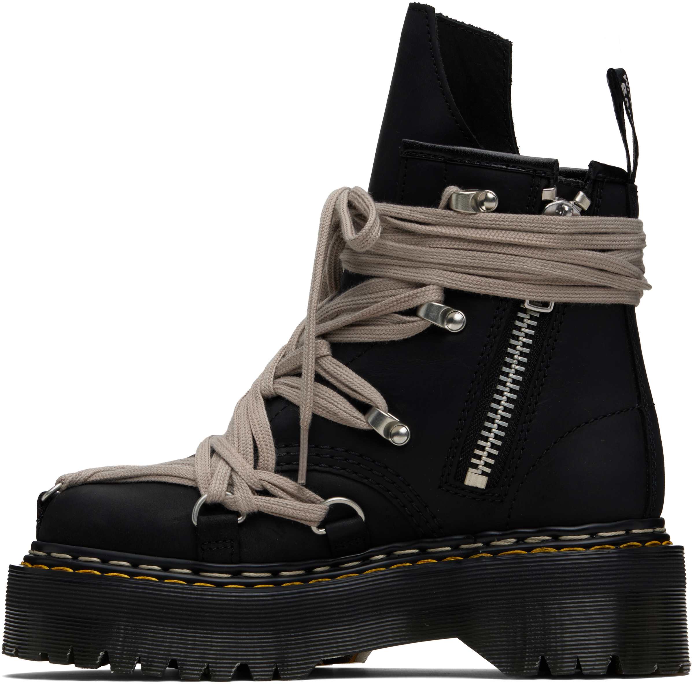 Rick Owens Black Dr. Martens Edition 1460 Quad Sole Megalace Boots