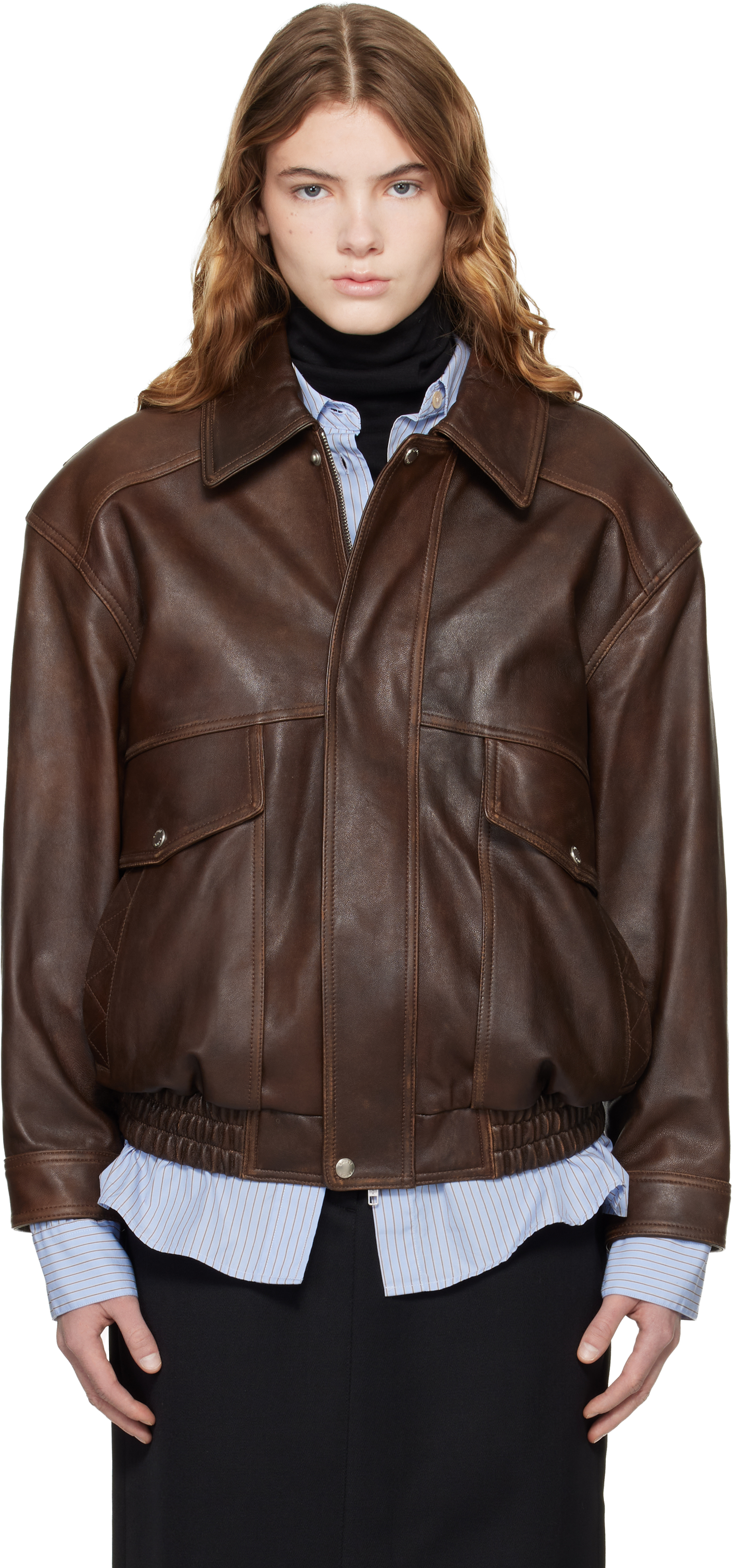 ssstein Black Sheep Leather Zip Short Jacket - Jackets - BeyondStyle