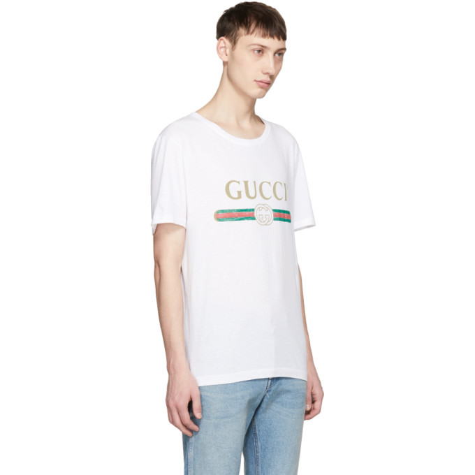GUCCI White Classic Logo T-Shirt,440103 X3F05