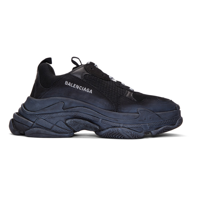 Balenciaga Men's Triple S Tonal Mesh & Leather Sneakers In Black | ModeSens