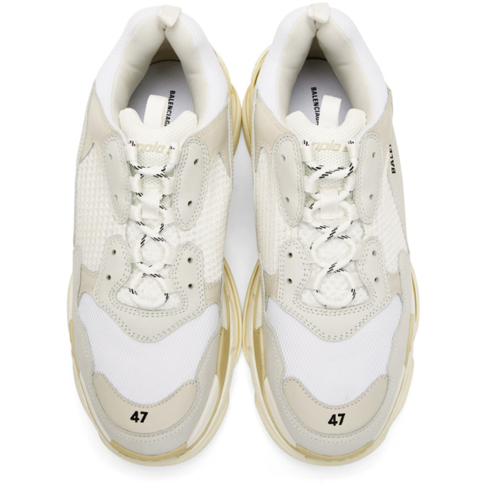 Balenciaga Men's Triple S Mesh & Leather Sneakers, White | ModeSens