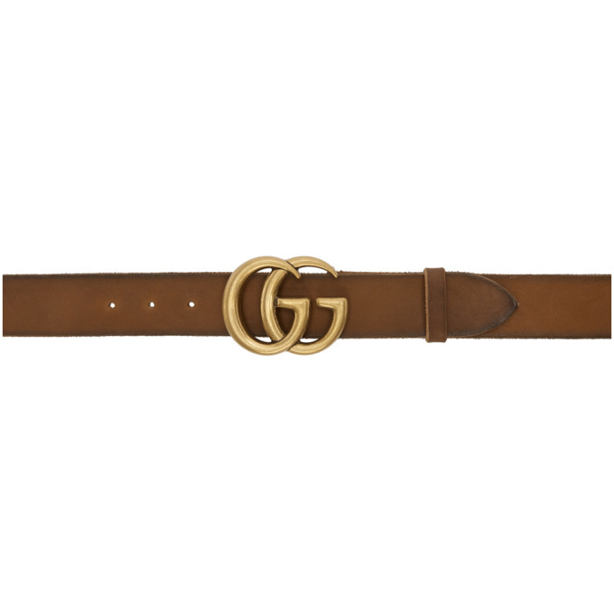 Click to view more detailed imagery on our partner's website Gucci Men's Leather Belt With Double-G Buckle In 8623 Brown