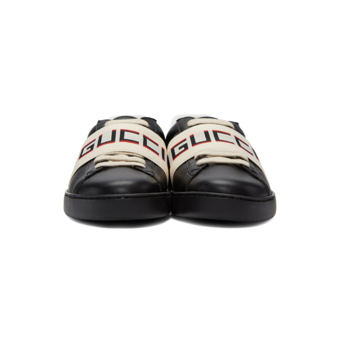 GUCCI BLACK NEW ACE ELASTIC BAND SNEAKERS