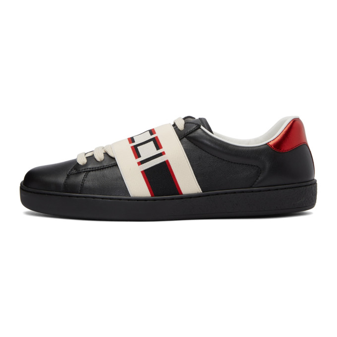 GUCCI BLACK NEW ACE ELASTIC BAND SNEAKERS