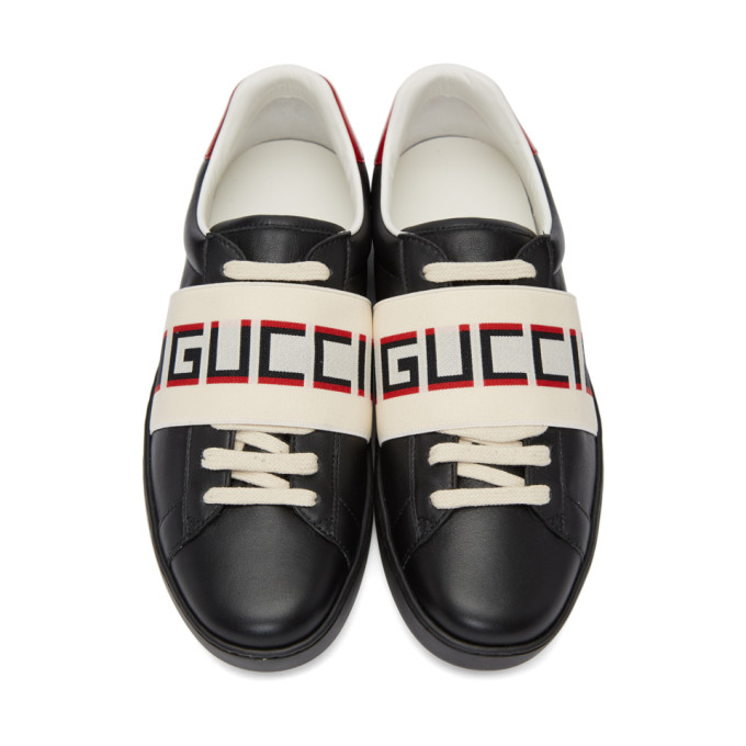 GUCCI BLACK NEW ACE ELASTIC BAND SNEAKERS