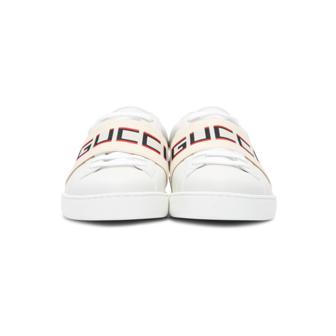 GUCCI White New Ace Elastic Band Sneakers