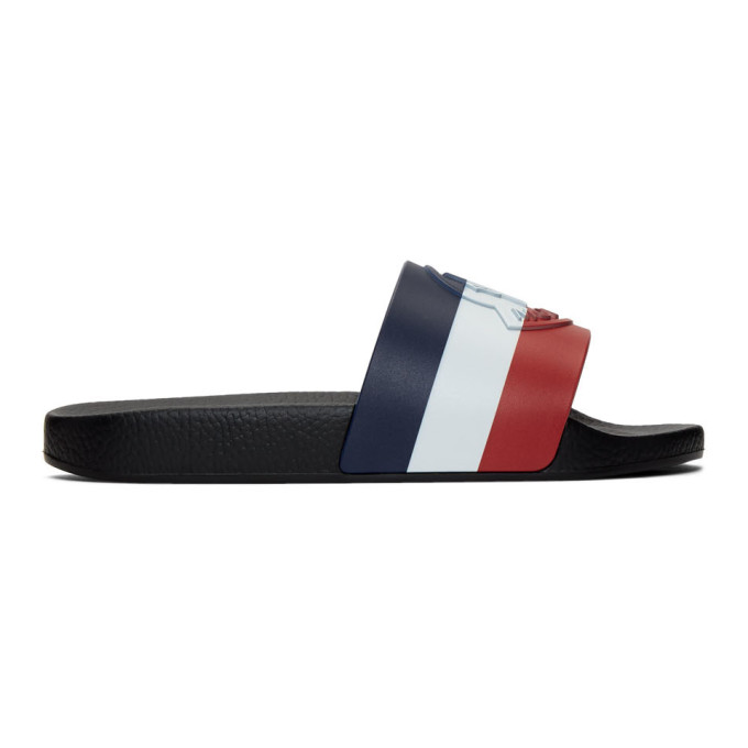 MONCLER BLACK BASILE SLIDES