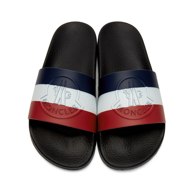 MONCLER BLACK BASILE SLIDES