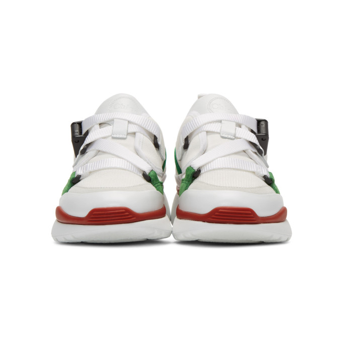 CHLOÉ White & Green Sonnie Sneakers