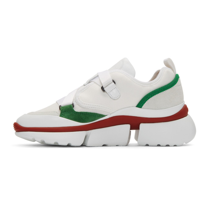 CHLOÉ White & Green Sonnie Sneakers