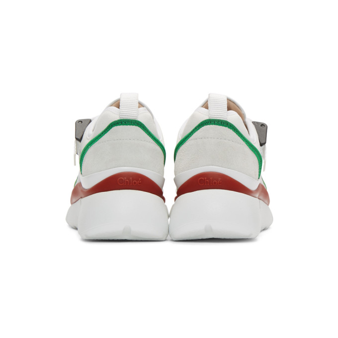CHLOÉ White & Green Sonnie Sneakers