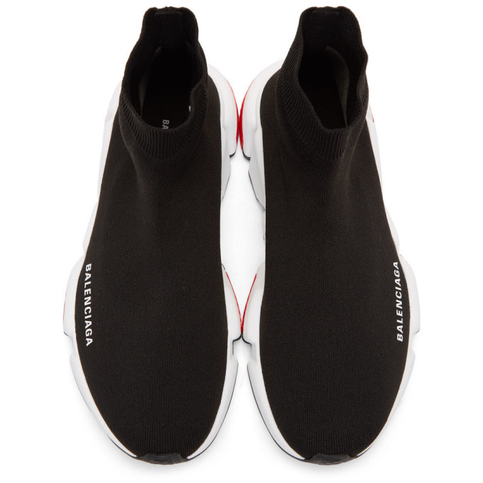 BALENCIAGA BLACK & RED SPEED SNEAKERS