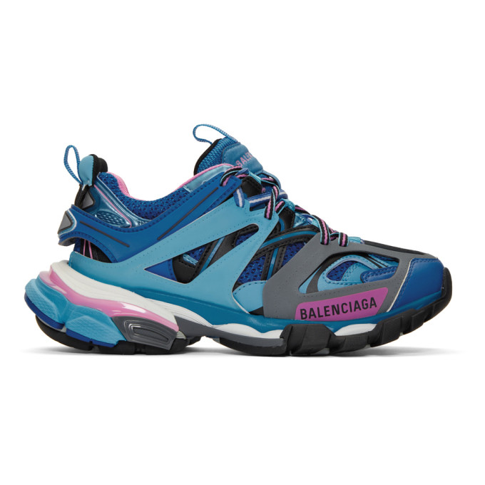 BALENCIAGA Blue & Pink Track Sneakers