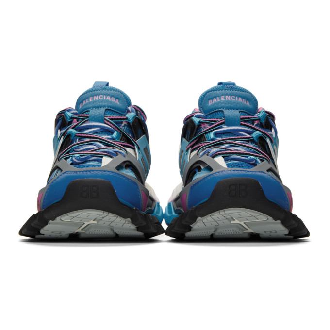 BALENCIAGA Blue & Pink Track Sneakers