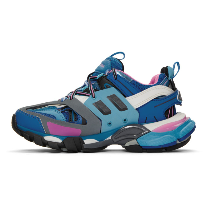 BALENCIAGA Blue & Pink Track Sneakers