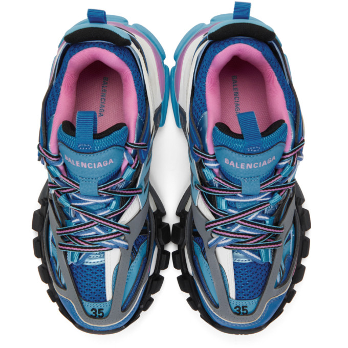 BALENCIAGA Blue & Pink Track Sneakers