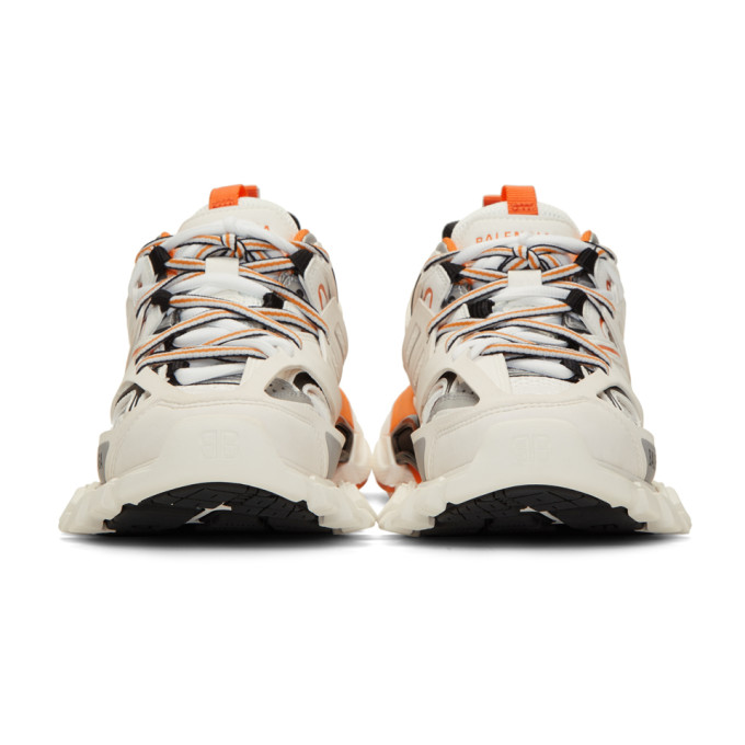 BALENCIAGA Off-White & Orange Track Sneakers