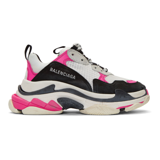 BALENCIAGA BALENCIAGA WHITE AND PINK TRIPLE S SNEAKERS