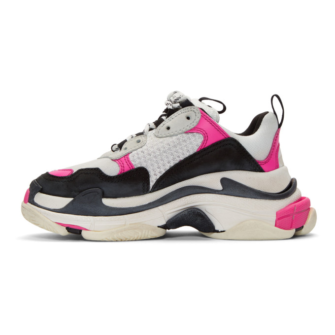 BALENCIAGA BALENCIAGA WHITE AND PINK TRIPLE S SNEAKERS