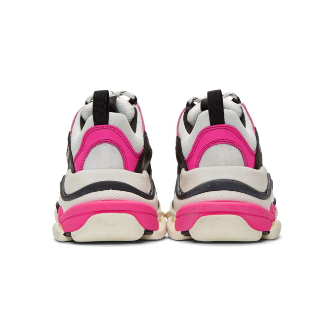 BALENCIAGA BALENCIAGA WHITE AND PINK TRIPLE S SNEAKERS